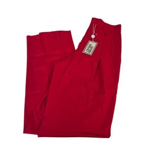 NWT Gianni Versace Straight Pants Womens Red S Pleated Cotton Canvas‎ High Rise